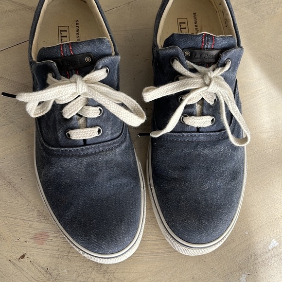 Women's L.L. BEAN Sunwashed Canvas Boat Tennis shoe #0 CBG9 04 Size 8 - Picture 2 of 6